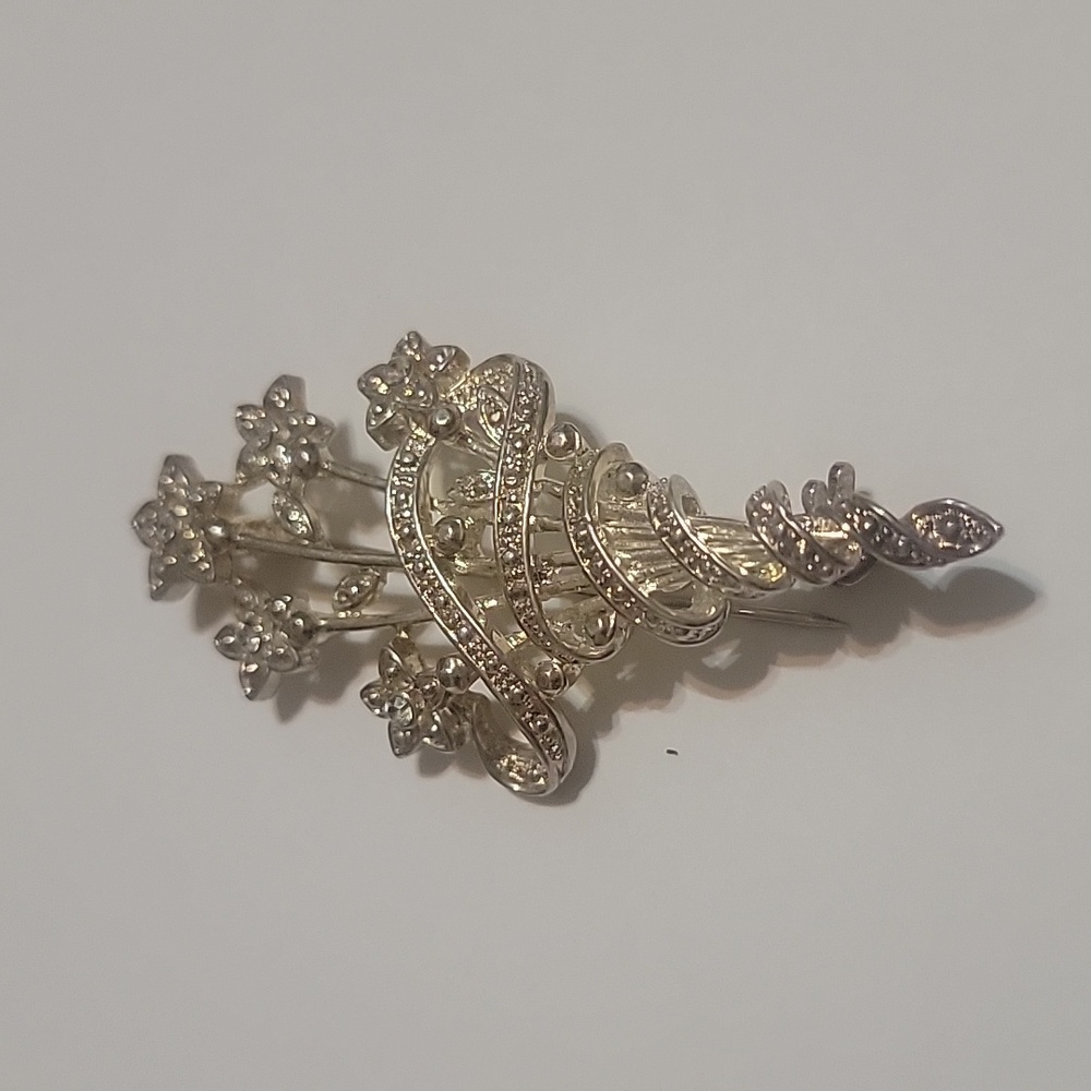 Vintage Signed SP WLIND Goldtone Rhinestone Flower Boquet Pin/Brooch
